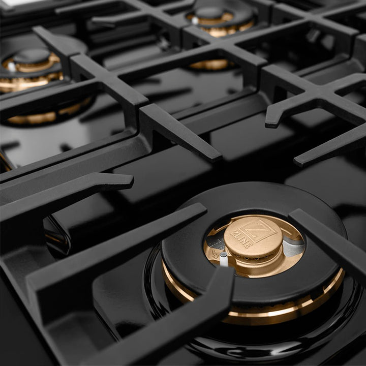 ZLINE 30 in. Classic Gas Rangetop with 4 Burner DuoProâ„¢ Cooktop in Black Stainless Steel (PCRTB-30)