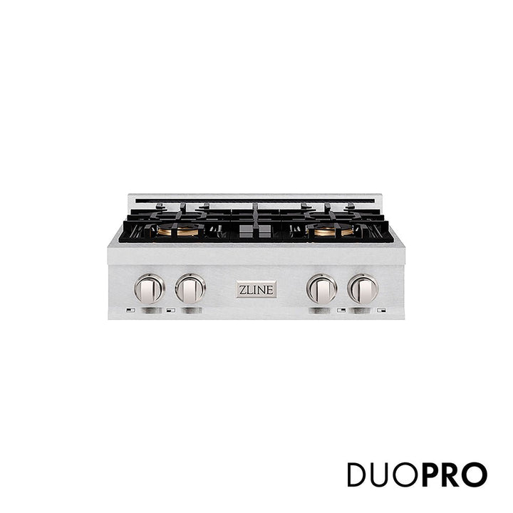 ZLINE 30 in. Classic Gas Rangetop with 4 Burner DuoProâ„¢ Cooktop in Satin Stainless Steel (PCRTS-30)