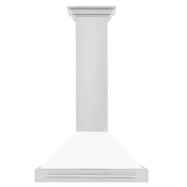 ZLINE 30 in. Convertible Stainless Steel Range Hood with White Matte Shell and Stainless Steel Handle (KB4STX-WM-30)
