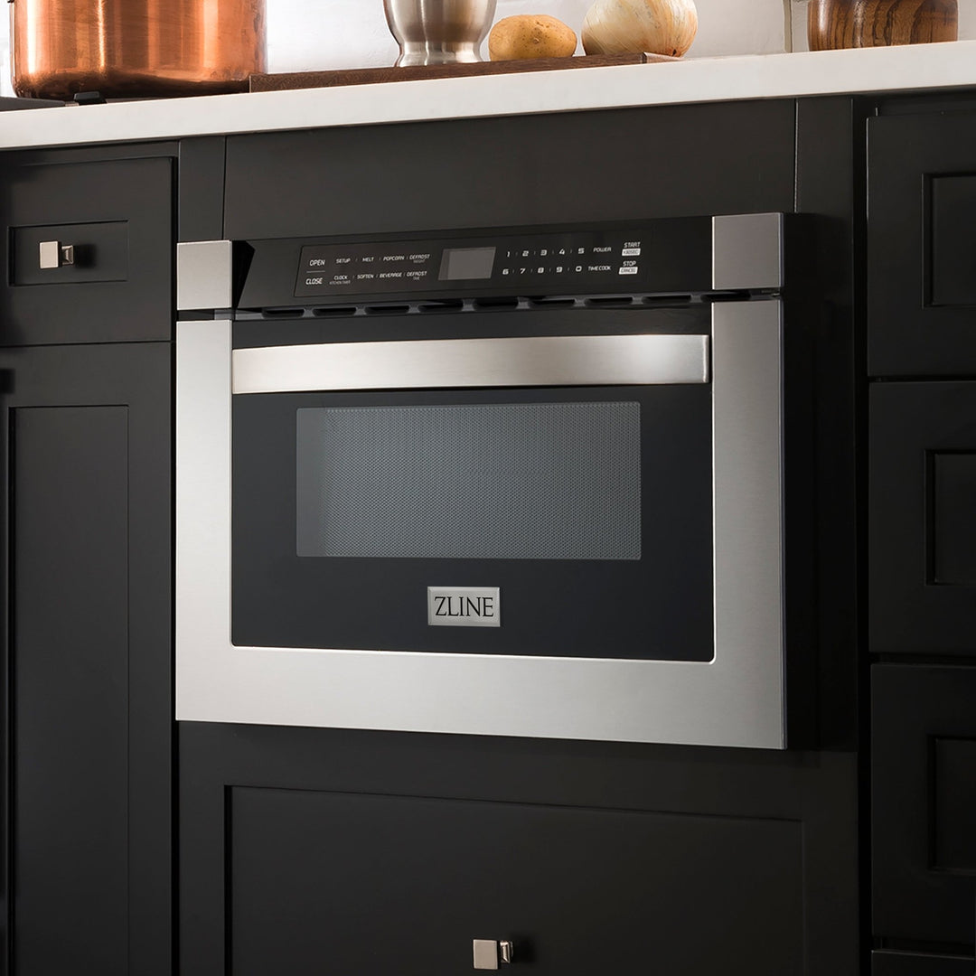 ZLINE 30 in. Kitchen Package with Stainless Steel Gas Range, Range Hood, Microwave Drawer and Tall Tub Dishwasher (4KP-RGRH30-MWDWV)