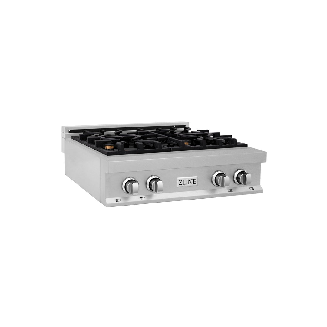 ZLINE 30 in. Legacy Gas Rangetop with 4 Brass Burners and Porcelain Cooktop in Satin Stainless Steel (RTS-BR-30)