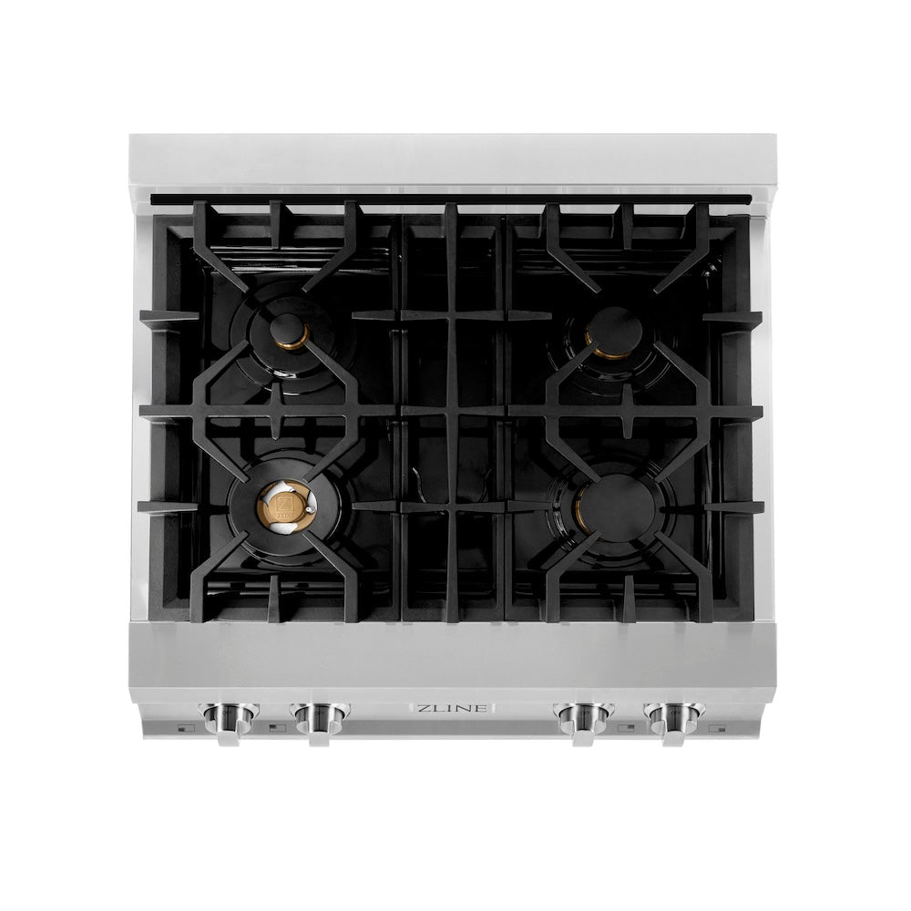 ZLINE 30 in. Legacy Gas Rangetop with 4 Brass Burners and Porcelain Cooktop in Stainless Steel (RT-BR-30)