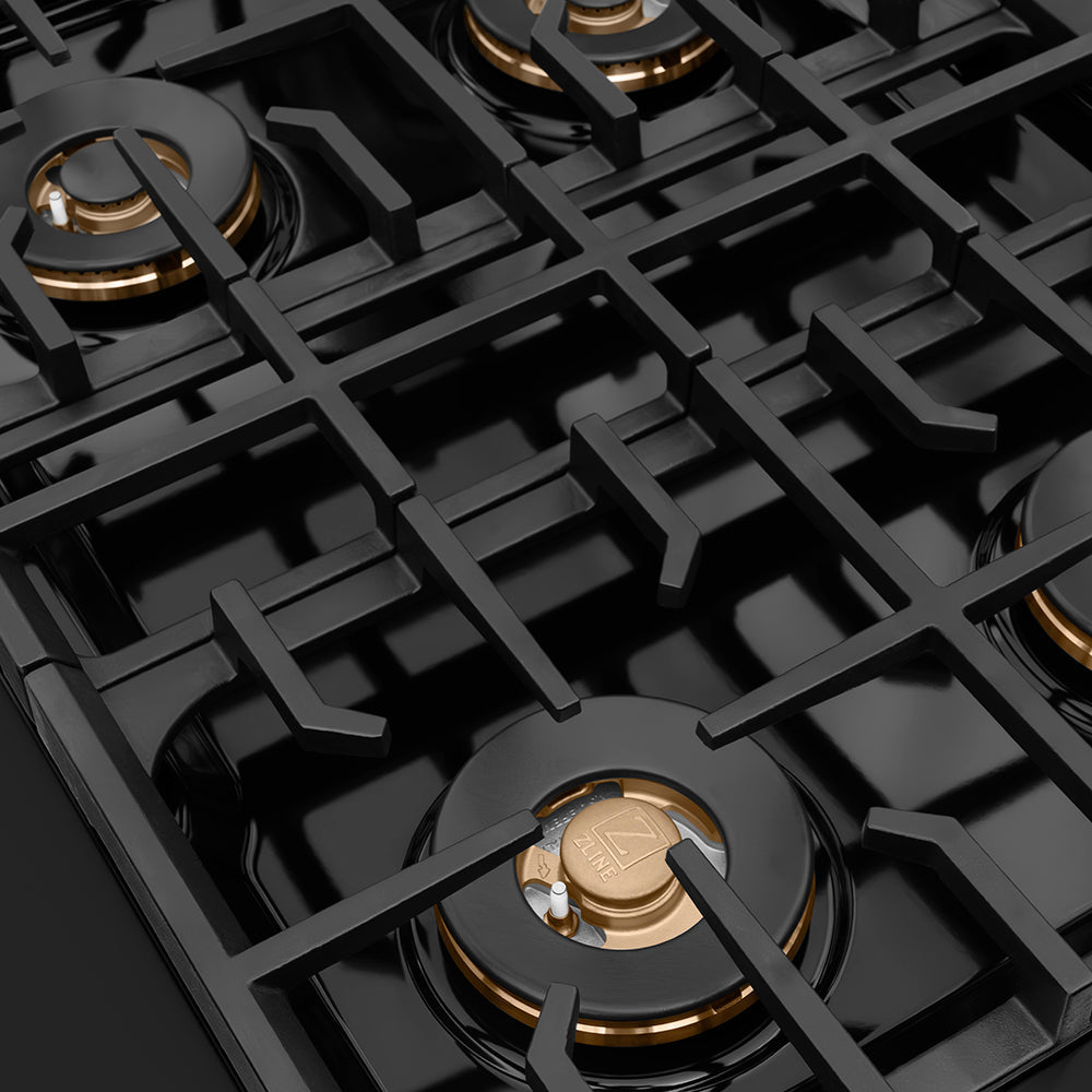 ZLINE 30 in. Paramount Gas Rangetop with 4 Burner DuoProâ„¢ Cooktop in Black Stainless Steel (PSRTB-30)
