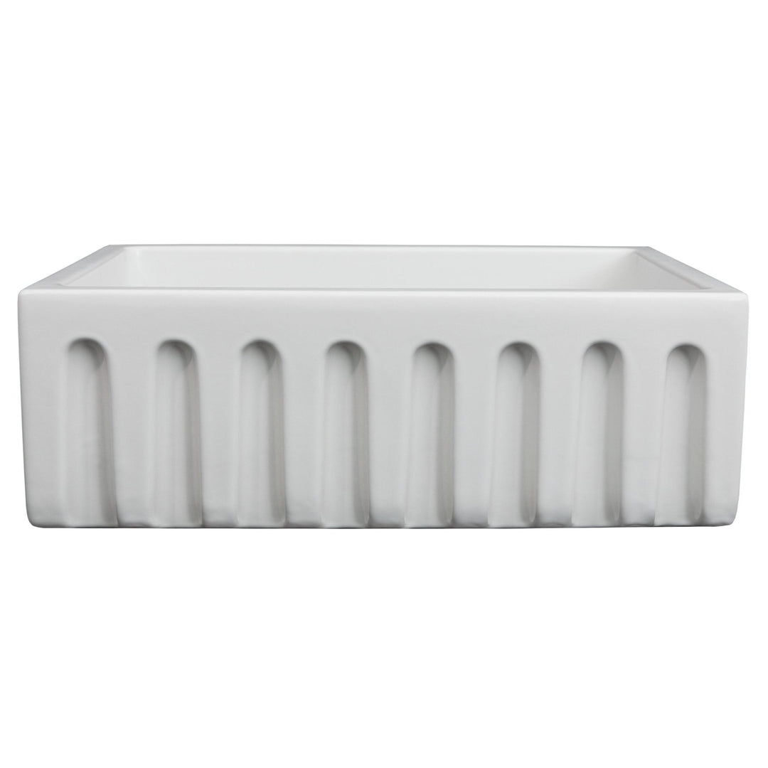 ZLINE 30 in. Venice Farmhouse Apron Front Reversible Single Bowl Fireclay Kitchen Sink with Bottom Grid in White Gloss (FRC5119-WH-30)