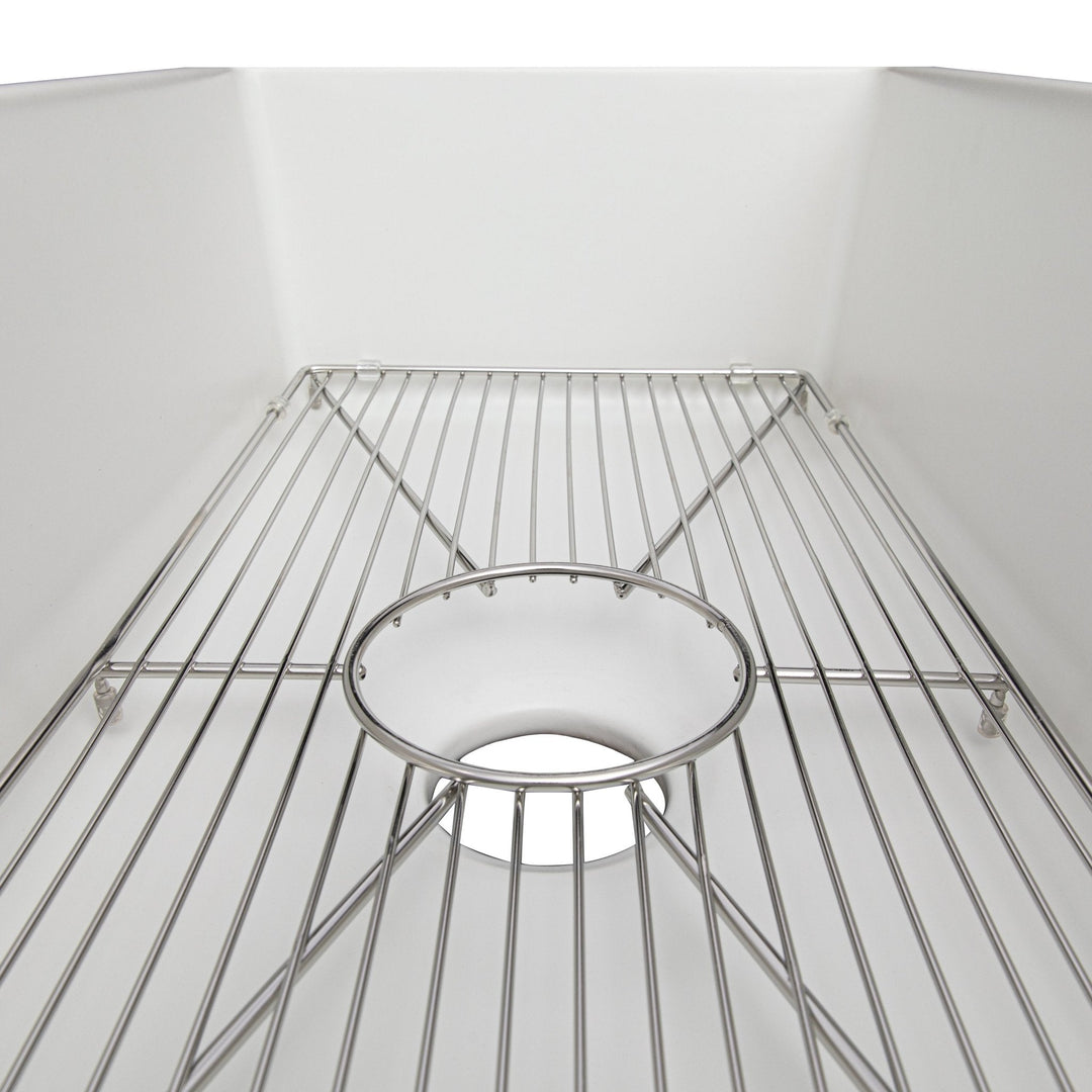 ZLINE 30 in. Venice Farmhouse Apron Front Reversible Single Bowl Fireclay Kitchen Sink with Bottom Grid in White Gloss (FRC5119-WH-30)