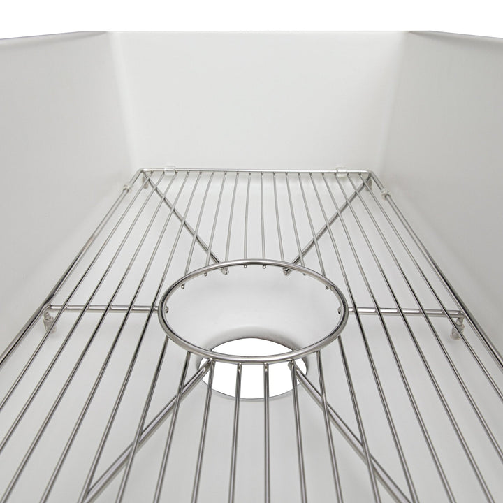 ZLINE 30 in. Venice Farmhouse Apron Front Reversible Single Bowl Fireclay Kitchen Sink with Bottom Grid in White Gloss (FRC5119-WH-30)