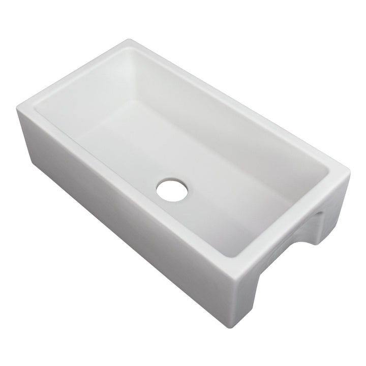 ZLINE 30 in. Venice Farmhouse Apron Front Reversible Single Bowl Fireclay Kitchen Sink with Bottom Grid in White Gloss (FRC5119-WH-30)