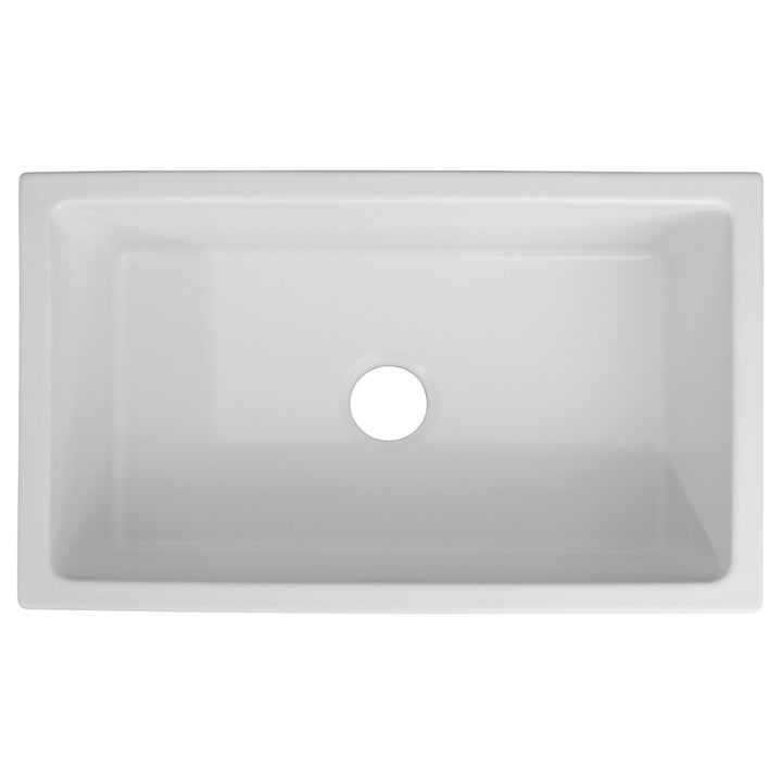 ZLINE 30 in. Venice Farmhouse Apron Front Reversible Single Bowl Fireclay Kitchen Sink with Bottom Grid in White Gloss (FRC5119-WH-30)