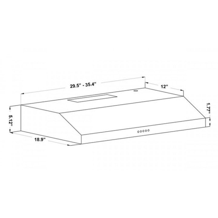 ZLINE 30 inch 280 CFM Ducted Under Cabinet Range Hood in Stainless Steel - Hardwired Power (615-30)
