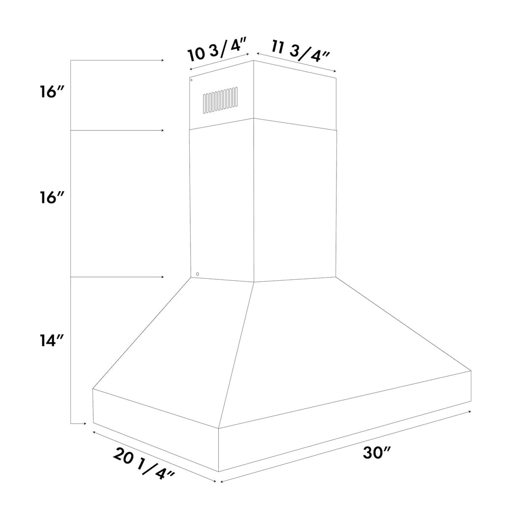 ZLINE 30" Professional Convertible Vent Wall Mount Range Hood in Stainless Steel (597-30)