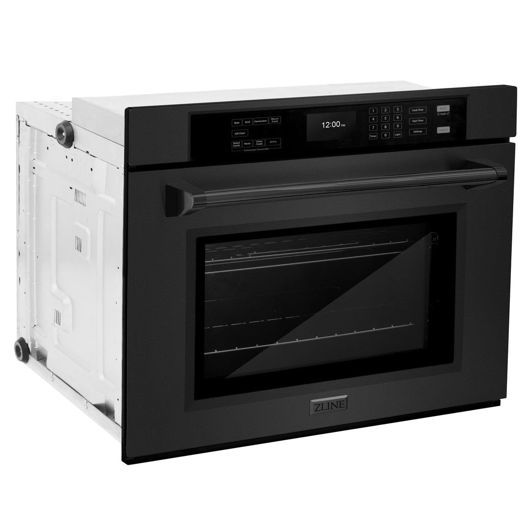 ZLINE 30" Professional Single Wall Oven with Air Fry and Self-Clean in Black Stainless Steel, WASB-30