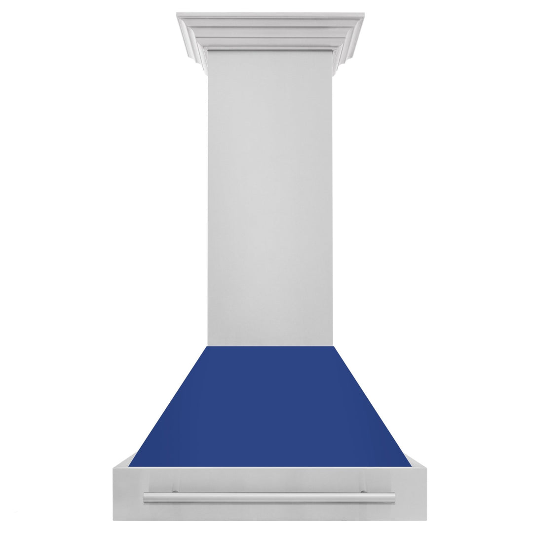 ZLINE 30" Stainless Steel Range Hood with Blue Matte Shell and Stainless Steel Handle (8654STX-BM-30)