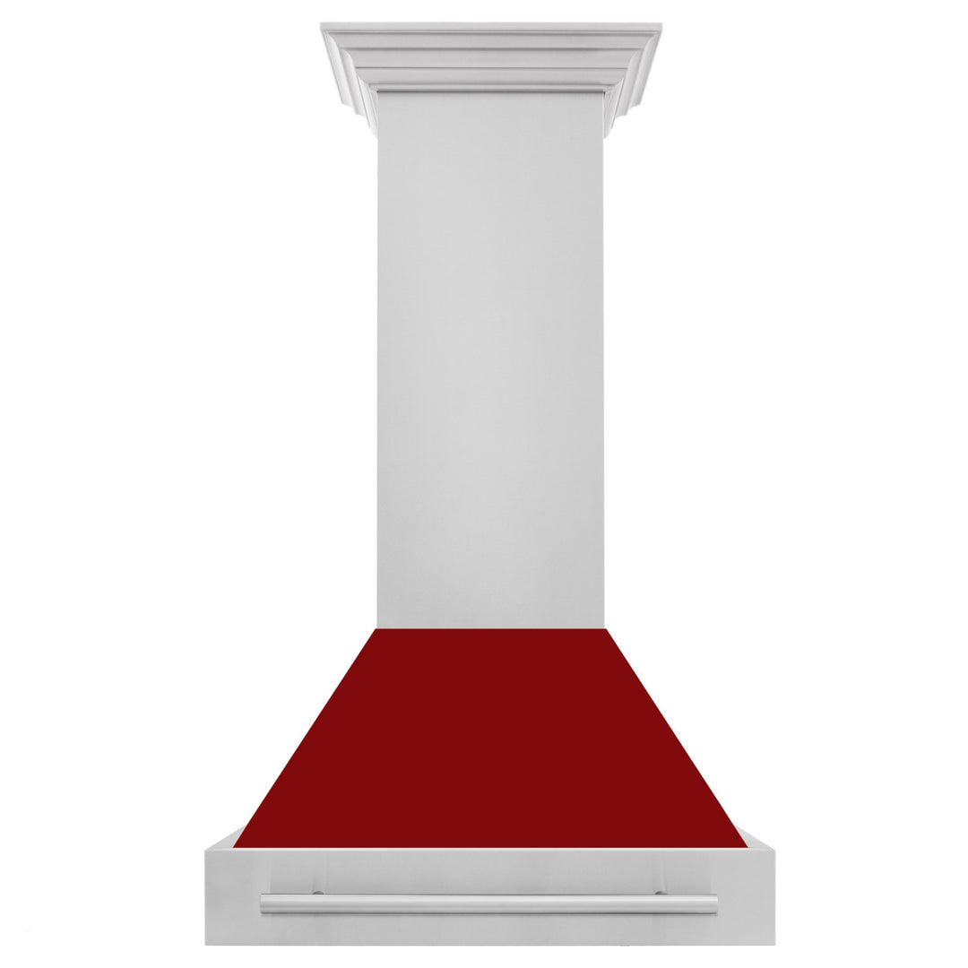 ZLINE 30" Stainless Steel Range Hood with Red Gloss Shell and Stainless Steel Handle (8654STX-RG-30)