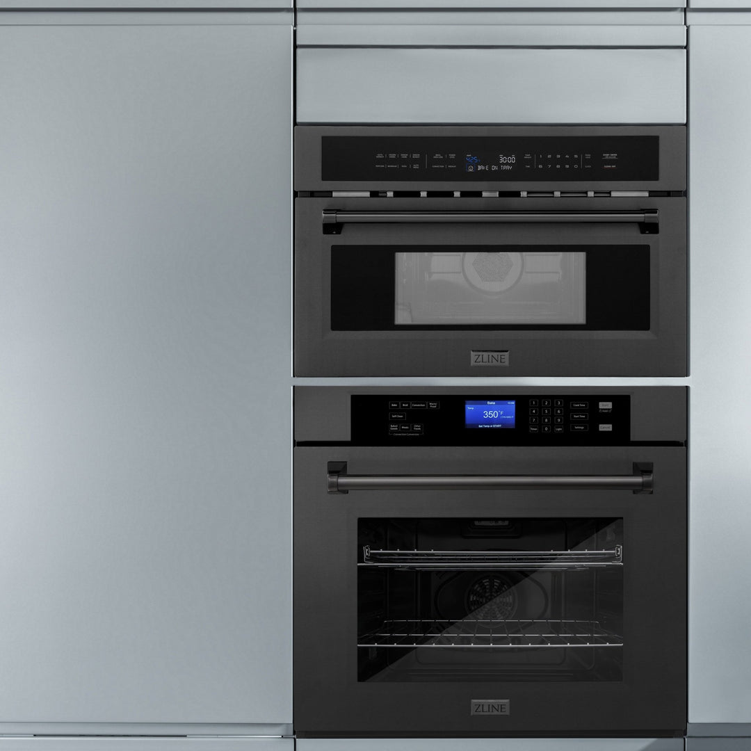 ZLINE 30â€ 1.6 cu ft. Built-in Convection Microwave Oven in Black Stainless Steel with Speed and Sensor Cooking (MWO-30-BS)