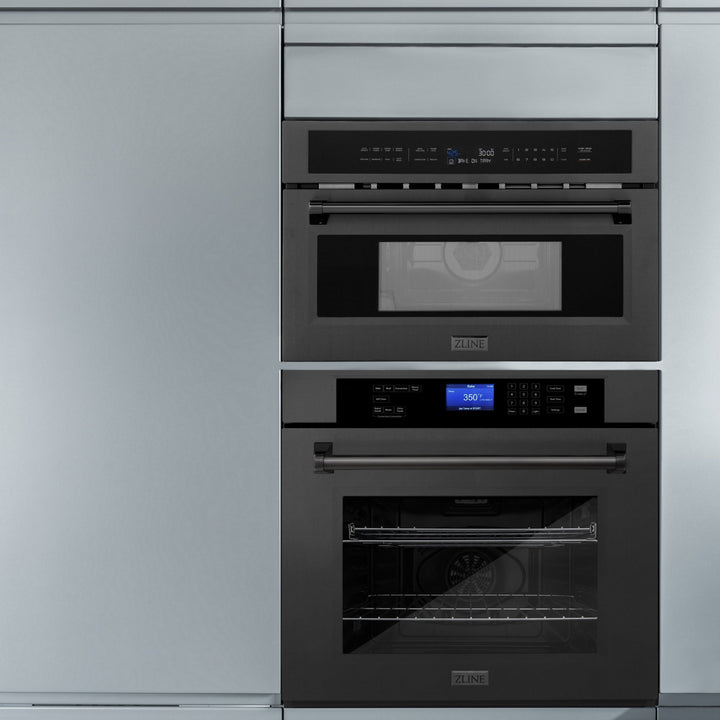 ZLINE 30â€ 1.6 cu ft. Built-in Convection Microwave Oven in Black Stainless Steel with Speed and Sensor Cooking (MWO-30-BS)