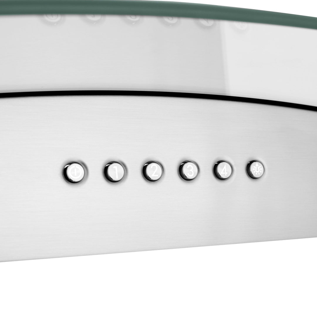 ZLINE 30â€ Alpine Series Convertible Island Mount Range Hood in Stainless Steel with Remote Control, LED lighting, and Dishwasher-Safe Baffle Filters (ALP70IS-30)