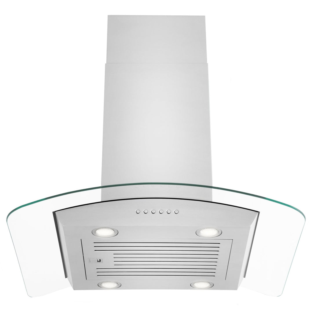 ZLINE 30â€ Alpine Series Convertible Island Mount Range Hood in Stainless Steel with Remote Control, LED lighting, and Dishwasher-Safe Baffle Filters (ALP70IS-30)