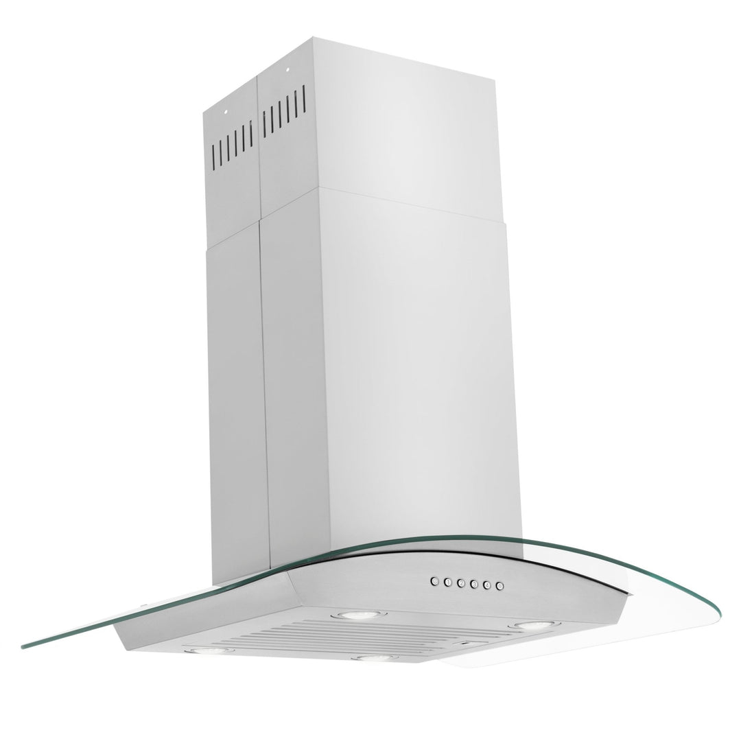 ZLINE 30â€ Alpine Series Convertible Island Mount Range Hood in Stainless Steel with Remote Control, LED lighting, and Dishwasher-Safe Baffle Filters (ALP70IS-30)