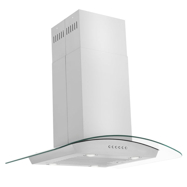 ZLINE 30â€ Alpine Series Convertible Island Mount Range Hood in Stainless Steel with Remote Control, LED lighting, and Dishwasher-Safe Baffle Filters (ALP70IS-30)