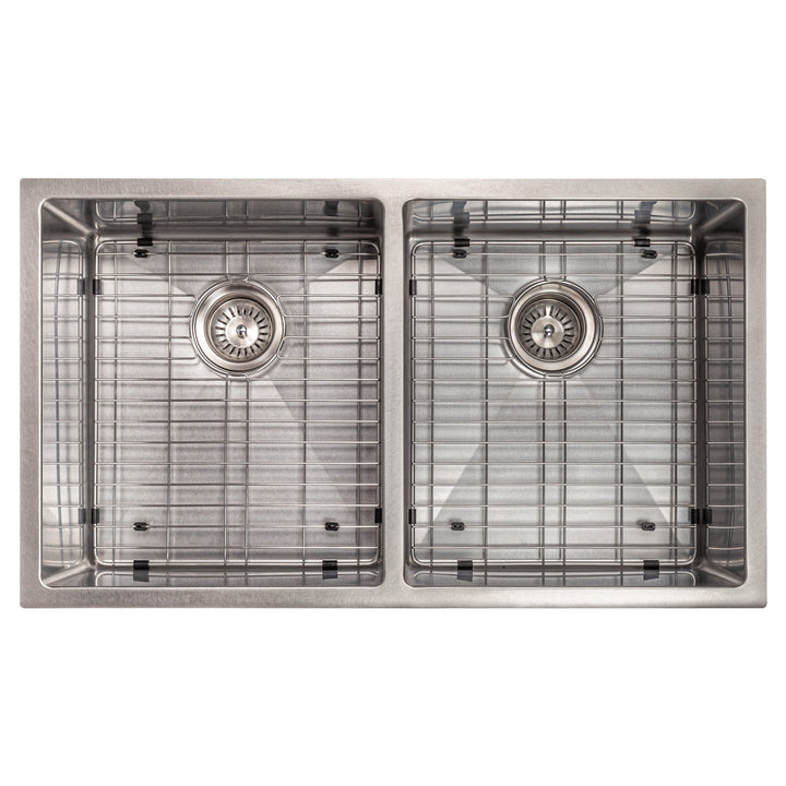 ZLINE 33 in. Anton Undermount Double Bowl Satin Stainless Steel Kitchen Sink with Bottom Grid (SR50D-33S)