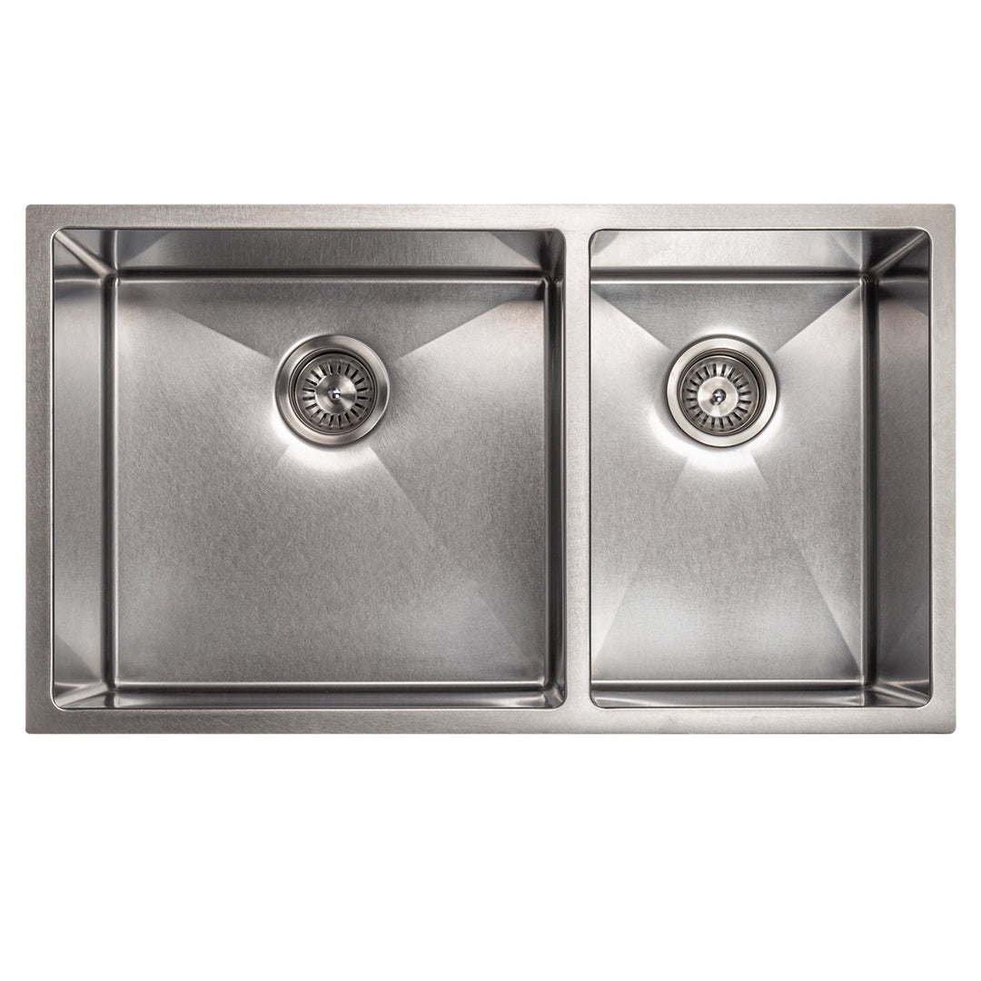 ZLINE 33 in. Chamonix Undermount Double Bowl Satin Stainless Steel Kitchen Sink with Bottom Grid (SR60D-33S)