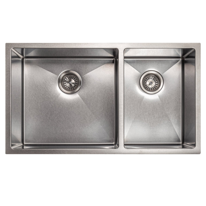 ZLINE 33 in. Chamonix Undermount Double Bowl Satin Stainless Steel Kitchen Sink with Bottom Grid (SR60D-33S)