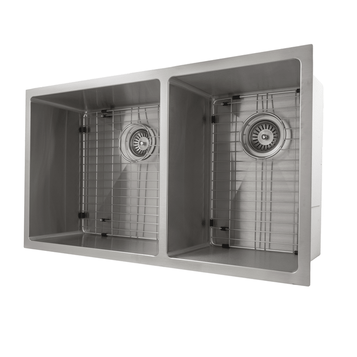 ZLINE 33 in. Chamonix Undermount Double Bowl Stainless Steel Kitchen Sink with Bottom Grid (SR60D-33)