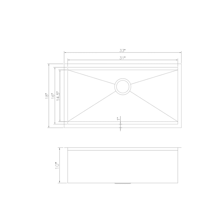 ZLINE 33 in. Garmisch Undermount Single Bowl Stainless Steel Kitchen Sink with Bottom Grid and Accessories (SLS-33)