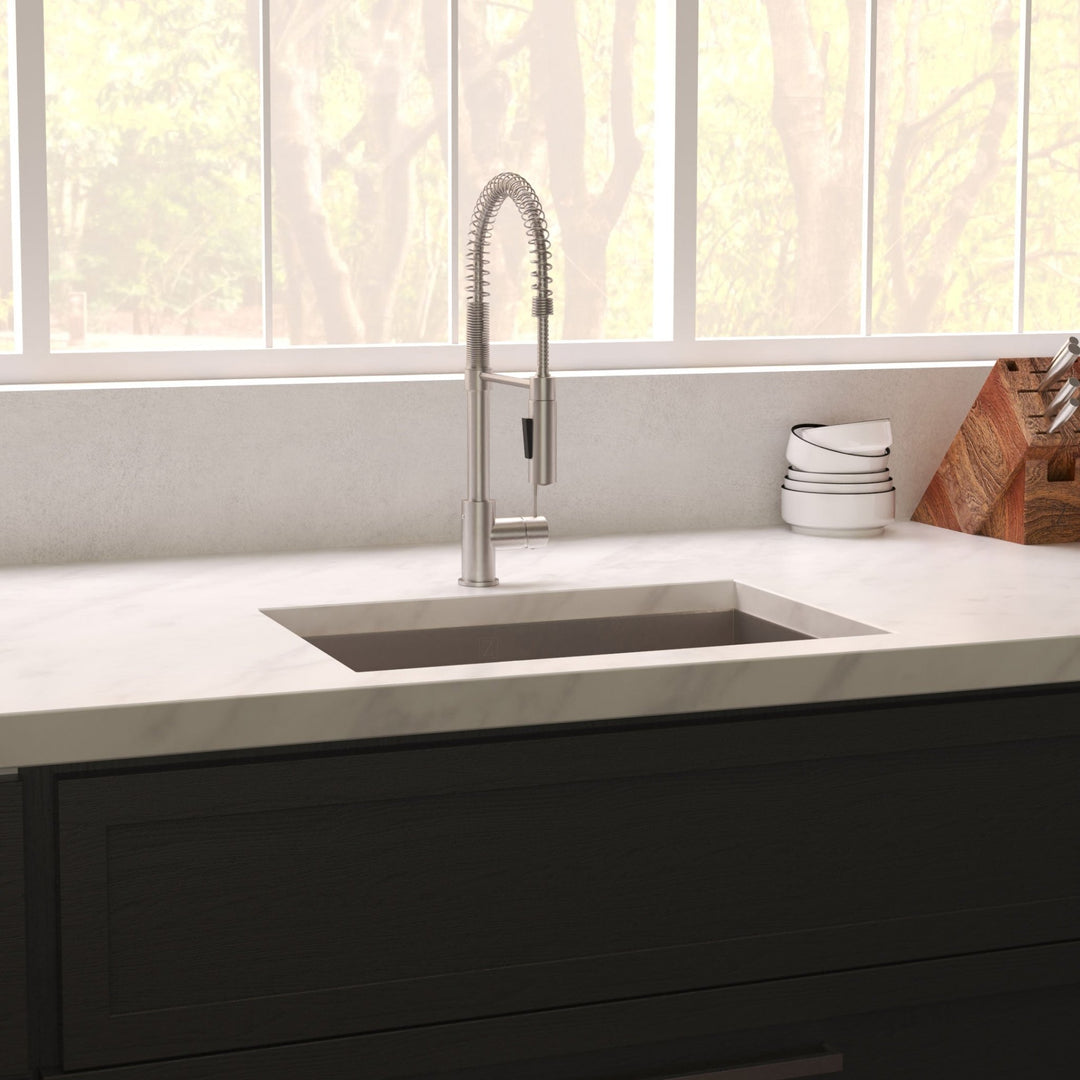 ZLINE 33 in. Meribel Undermount Single Bowl Satin Stainless Steel Kitchen Sink with Bottom Grid (SRS-33S)