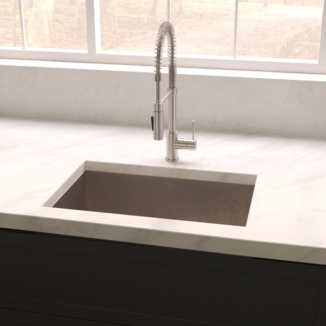 ZLINE 33 in. Meribel Undermount Single Bowl Satin Stainless Steel Kitchen Sink with Bottom Grid (SRS-33S)