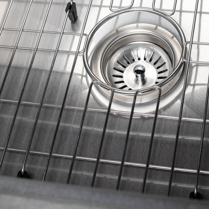 ZLINE 33 in. Moritz Farmhouse Apron Mount Single Bowl Satin Stainless Steel Kitchen Sink with Bottom Grid and Accessories (SLSAP-33S)