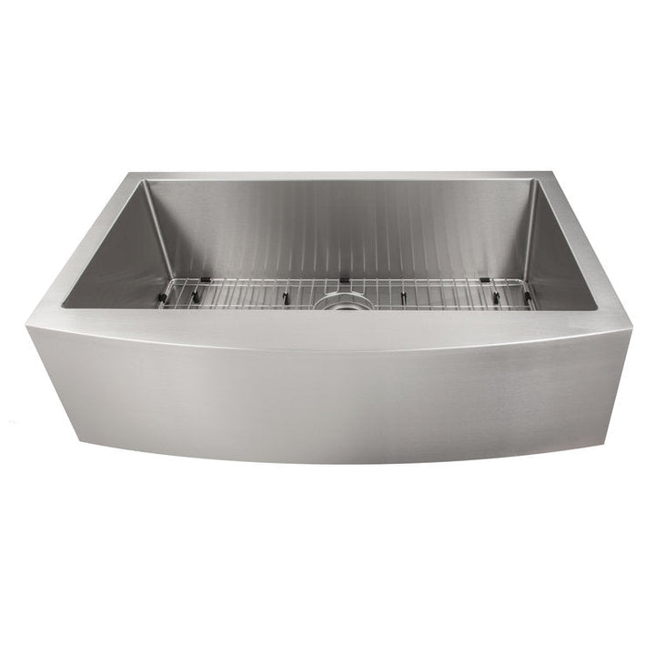 ZLINE 33 in. Vail Farmhouse Apron Mount Single Bowl Stainless Steel Kitchen Sink with Bottom Grid (SAS-33)