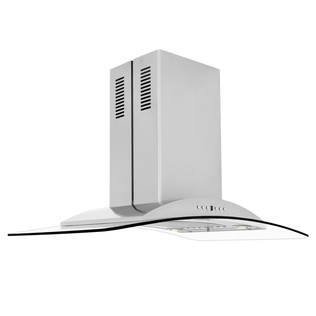 ZLINE 36" Convertible Vent Island Mount Range Hood in Stainless Steel & Glass (GL9i-36)