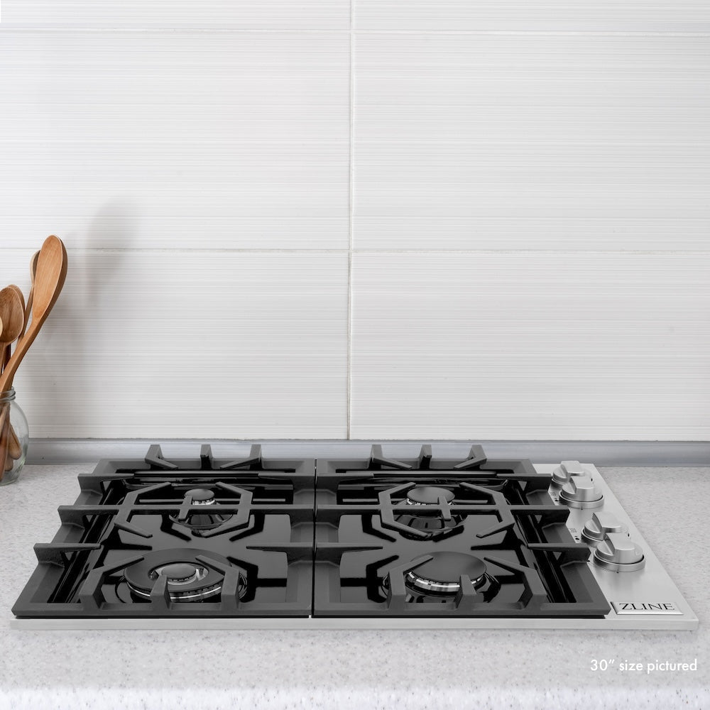 ZLINE 36" Gas Cooktop with 6 Gas Burners and Black Porcelain Top (RC36-PBT)