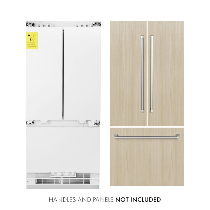 ZLINE 36 in. 19.6 cu. ft. Panel Ready French Door Built-In Bottom Freezer Refrigerator with Water Dispenser and Ice Maker (RBIV-36)