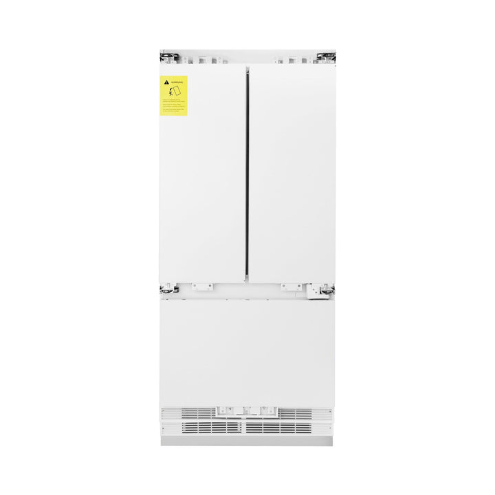 ZLINE 36 in. 19.6 cu. ft. Panel Ready French Door Built-In Bottom Freezer Refrigerator with Water Dispenser and Ice Maker (RBIV-36)