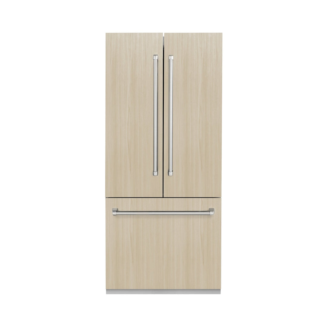 ZLINE 36 in. 19.6 cu. ft. Panel Ready French Door Built-In Bottom Freezer Refrigerator with Water Dispenser and Ice Maker with Stainless Steel Interior (SRBIV-36)
