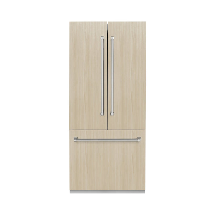 ZLINE 36 in. 19.6 cu. ft. Panel Ready French Door Built-In Bottom Freezer Refrigerator with Water Dispenser and Ice Maker with Stainless Steel Interior (SRBIV-36)