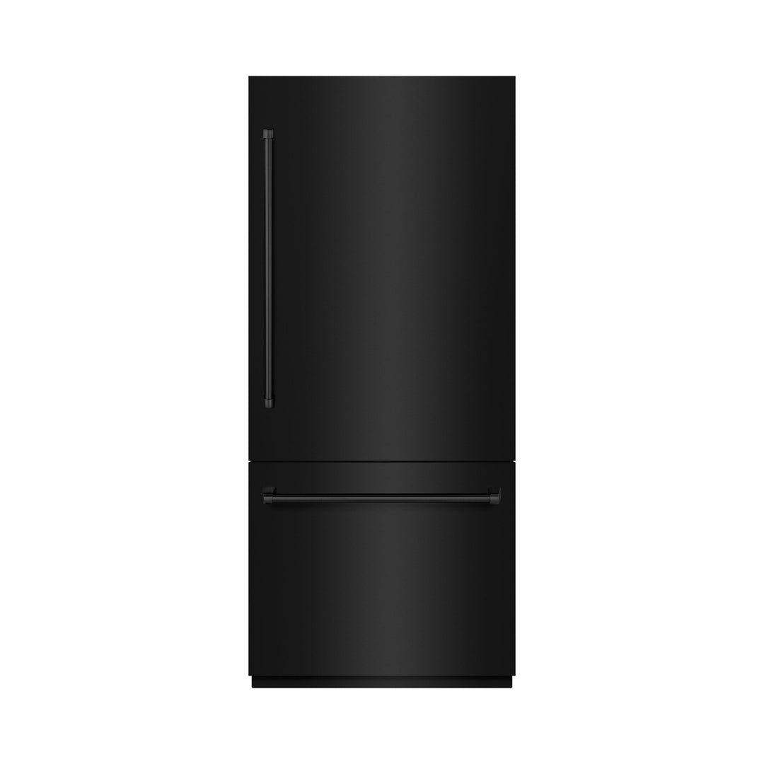 ZLINE 36 in. 19.8 cu. ft. Built-In Bottom Freezer Refrigerator with Water Dispenser and Ice Maker in Black Stainless Steel with Graphite Gray Interior (GRBIT-BS-36)
