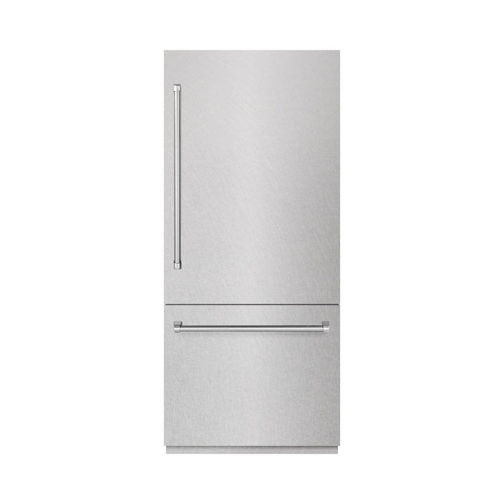 ZLINE 36 in. 19.8 cu. ft. Built-In Bottom Freezer Refrigerator with Water Dispenser and Ice Maker in Satin Stainless Steel with Graphite Gray Interior (GRBIT-SN-36)