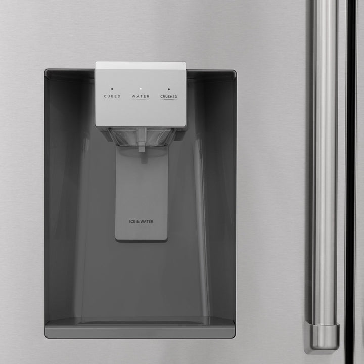 ZLINE 36 in. 21.6 cu. ft. Counter-Depth French Door Refrigerator with Water and Ice Dispenser in Fingerprint-Resistant Stainless Steel (RFM-W-36)