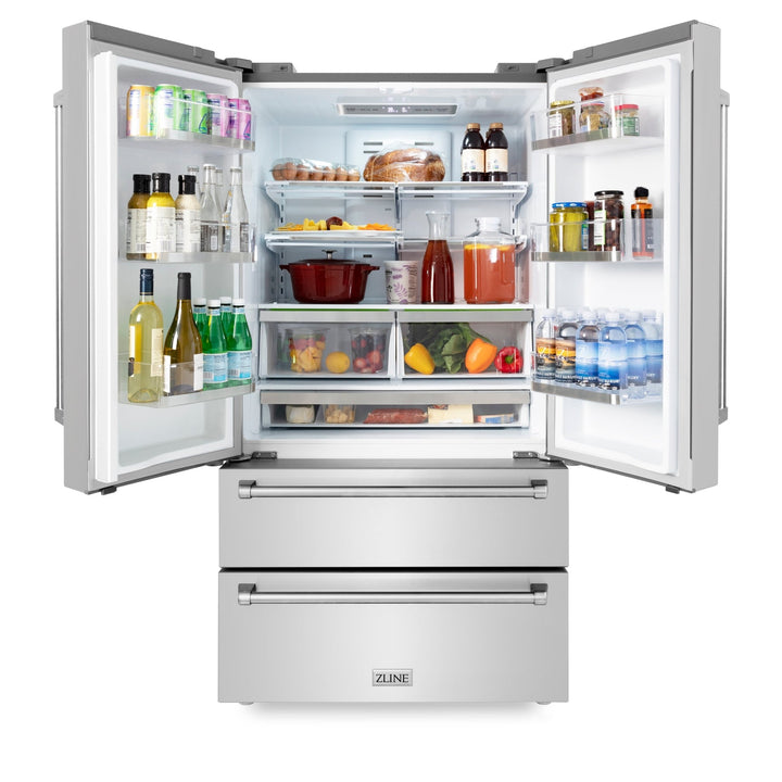 ZLINE 36 in. 22.5 cu. ft. Counter-Depth French Door Refrigerator with Ice Maker in Fingerprint-Resistant Stainless Steel (RFM-36)