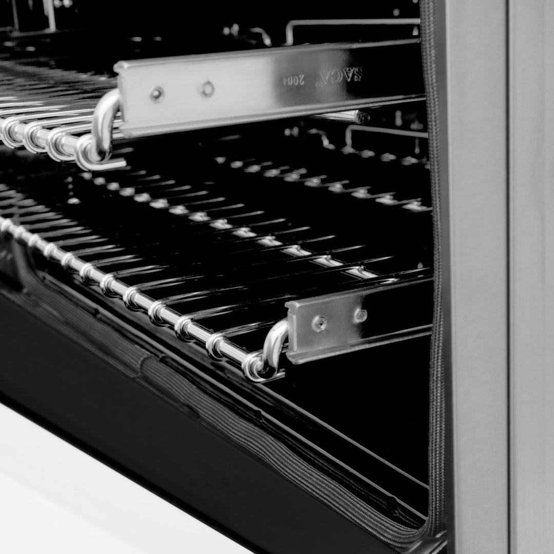 ZLINE 36 in. 4.6 cu. ft. Legacy Dual Fuel Range with 6 Burner Gas Cooktop and Electric Convection Oven in Satin Stainless Steel and White Matte Door (RAS-WM-36)