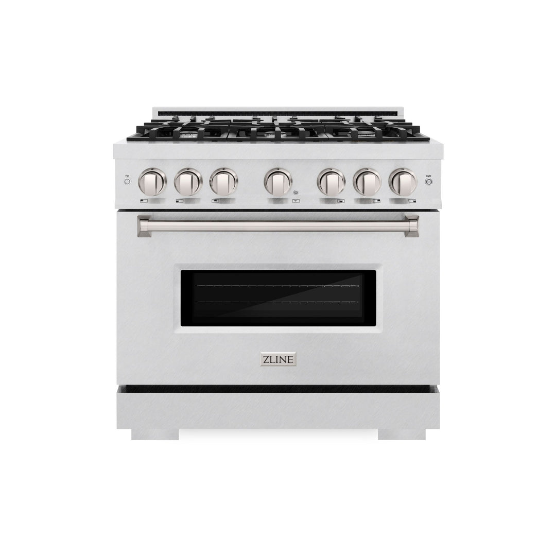 ZLINE 36 in. 5.2 cu. ft. Classic Dual Fuel Range with 6 Burner Gas Cooktop and Electric Convection Oven in Satin Stainless Steel (CDRS-36)