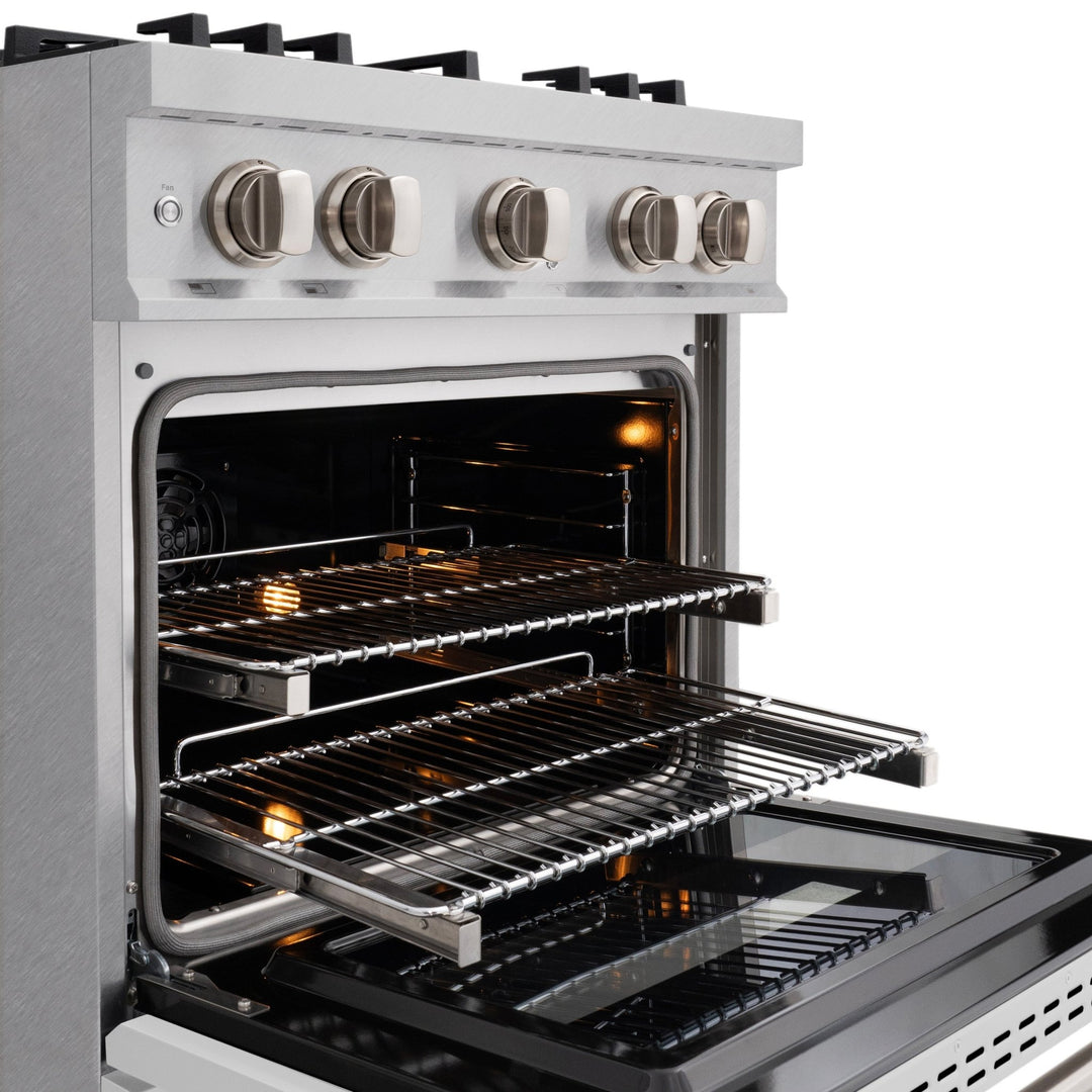 ZLINE 36 in. 5.2 cu. ft. Classic Dual Fuel Range with 6 Burner Gas Cooktop and Electric Convection Oven in Satin Stainless Steel with White Matte Door (CDRS-WM-36)