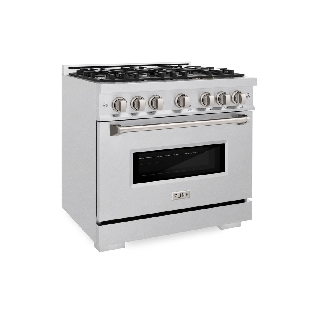 ZLINE 36 in. 5.2 cu. ft. Classic Gas Range with 6 Burner Cooktop and Convection Gas Oven in Satin Stainless Steel (CGRS-36)