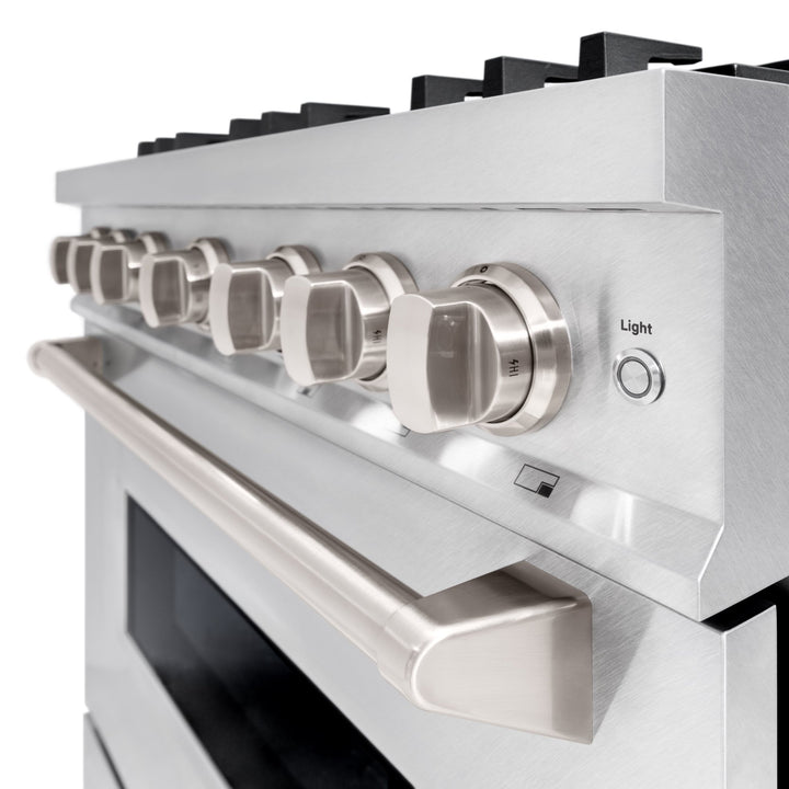 ZLINE 36 in. 5.2 cu. ft. Classic Gas Range with Convection Gas Oven in Satin Stainless Steel with 6 Brass Burners (CGRS-BR-36)