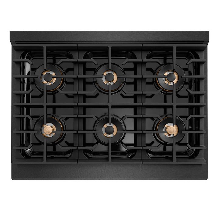 ZLINE 36 in. 5.2 cu. ft. Paramount Dual Fuel Range with 6 Burner DuoProâ„¢ Cooktop and Electric Convection Oven in Black Satin Stainless Steel (PSDRBS-36)