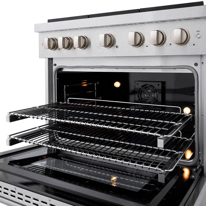 ZLINE 36 in. 5.2 cu. ft. Paramount Dual Fuel Range with 6 Burner DuoProâ„¢ Cooktop and Electric Convection Oven in Satin Stainless Steel (PSDRS-36)