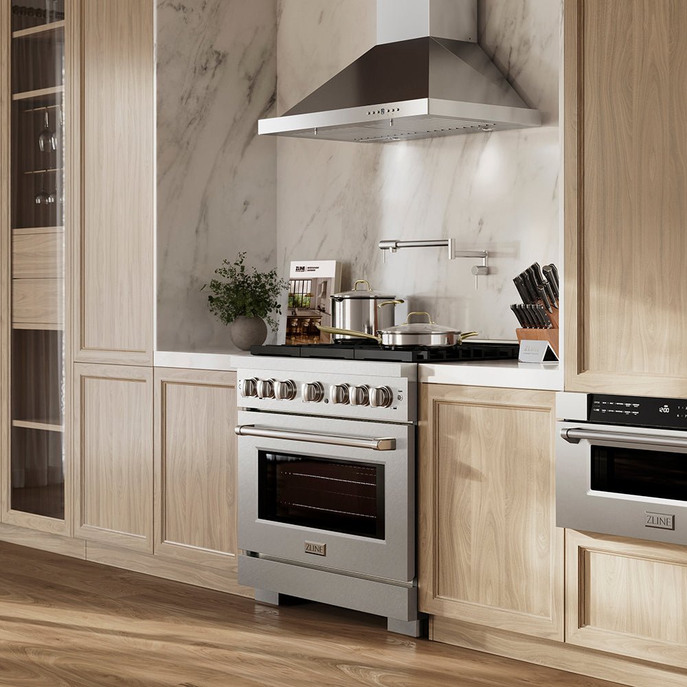 ZLINE 36 in. 5.2 cu. ft. Paramount Dual Fuel Range with 6 Burner DuoProâ„¢ Cooktop and Electric Convection Oven in Satin Stainless Steel (PSDRS-36)